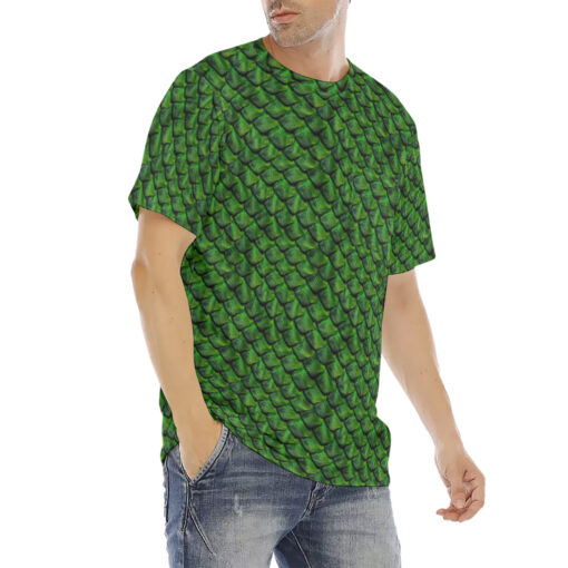 Green Reptile Scales Men's T-Shirt - Image 3