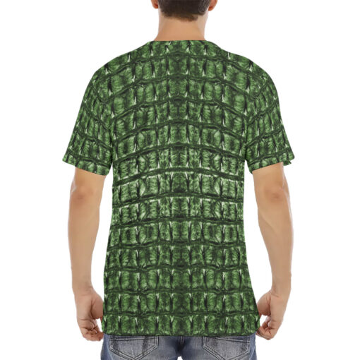 Green Alligator Texture Men's T-Shirt - Image 4