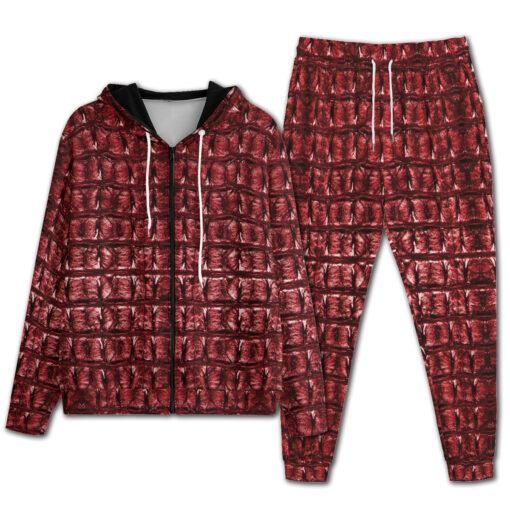 Red Alligator Print Men's Tracksuit