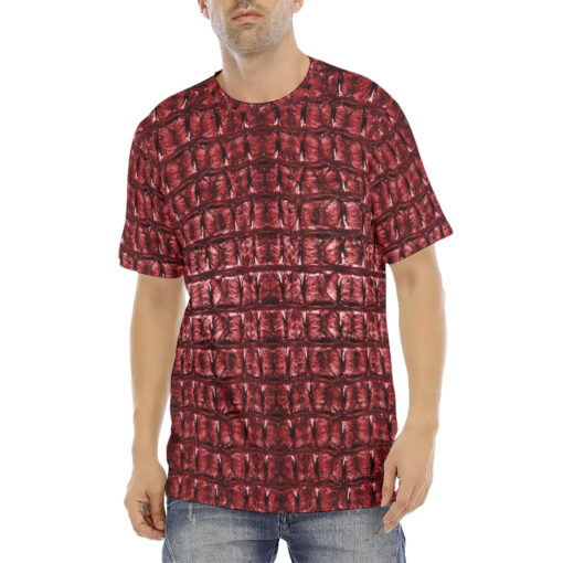 Red Alligator Texture Men's T-Shirt