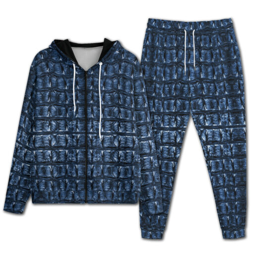 Blue Alligator Print Men's Tracksuit