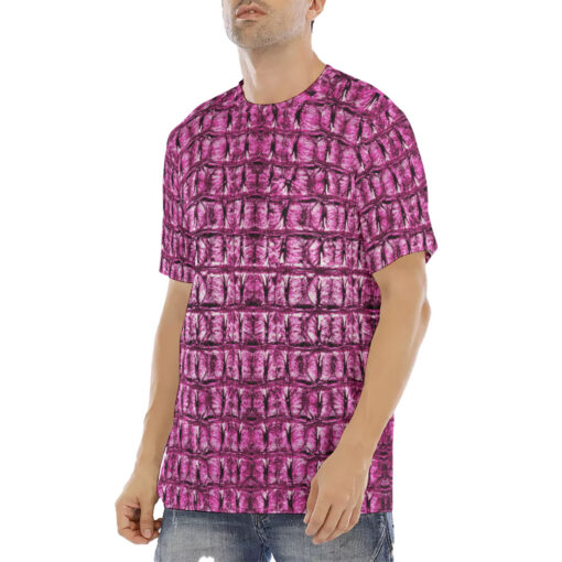 Pink Alligator Texture Men's T-Shirt - Image 2