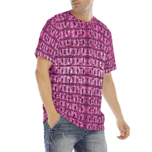 Pink Alligator Texture Men's T-Shirt - Image 3