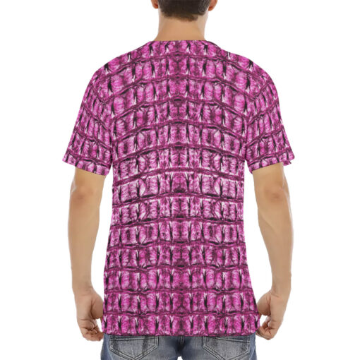 Pink Alligator Texture Men's T-Shirt - Image 4