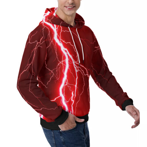 Red Lightning Men's Hoodie - Image 3