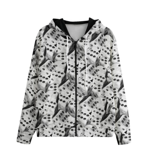 Black n White Dice Men's Zip Up Hoodie