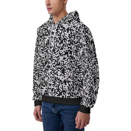 Black and White Pixels Men's Hoodie - Image 2