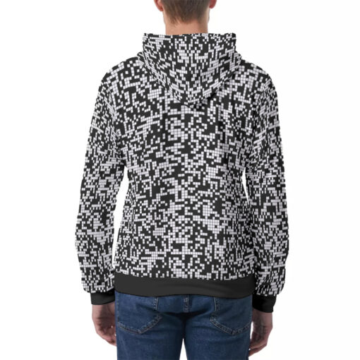 Black and White Pixels Men's Hoodie - Image 4