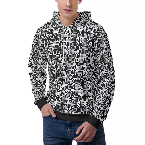 Black and White Pixels Men's Hoodie