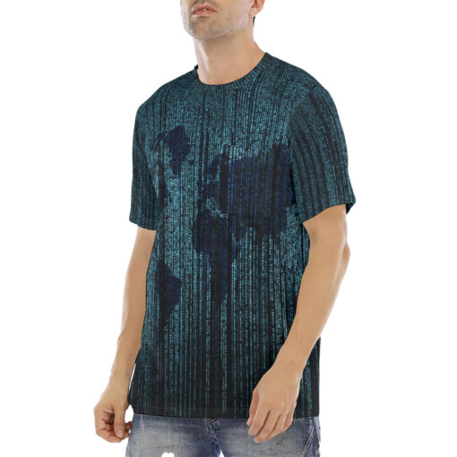 Digital World Map Men's T-Shirt - Image 2