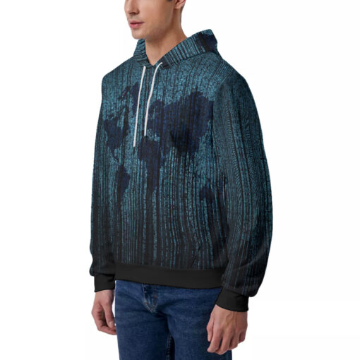 Digital World Map Men's Hoodie - Image 2