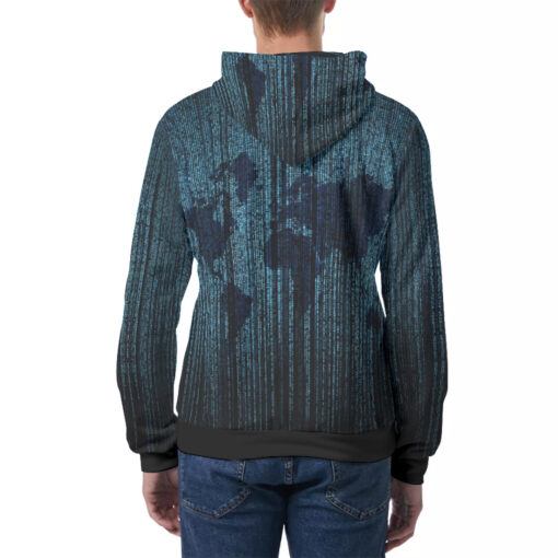 Digital World Map Men's Hoodie - Image 4