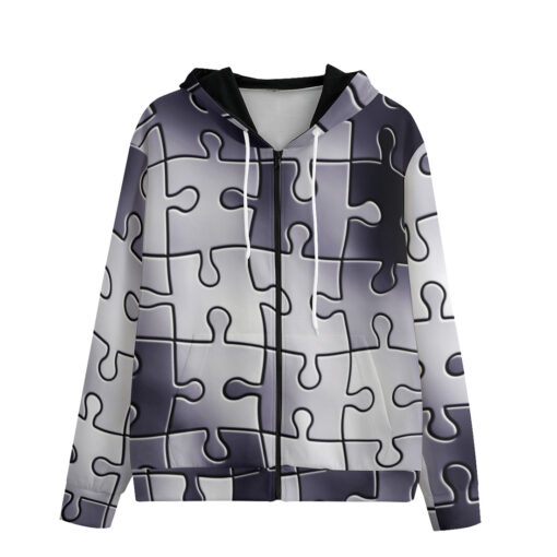 Puzzle Pattern Men's Zip Up Hoodie