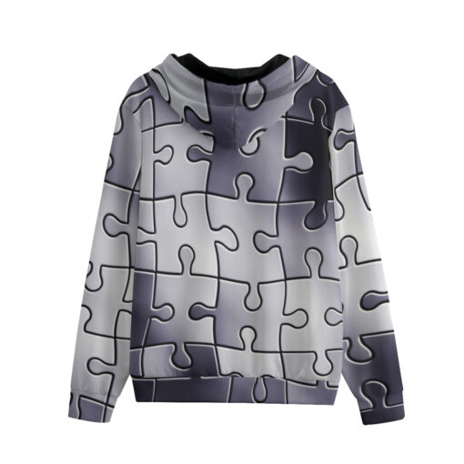 Puzzle Pattern Men's Zip Up Hoodie - Image 2