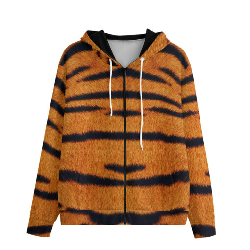 Tiger Skin Pattern Men's Zip Up Hoodie