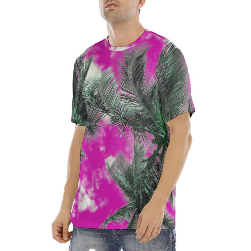 Palms Pink Sky Men's T-Shirt - Image 2