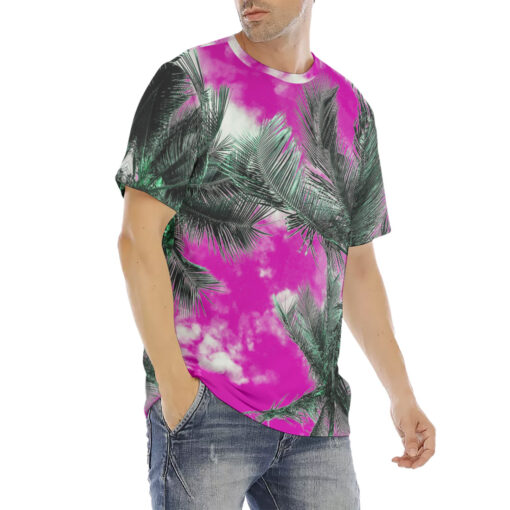 Palms Pink Sky Men's T-Shirt - Image 3