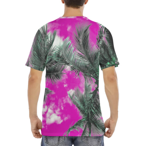 Palms Pink Sky Men's T-Shirt - Image 4