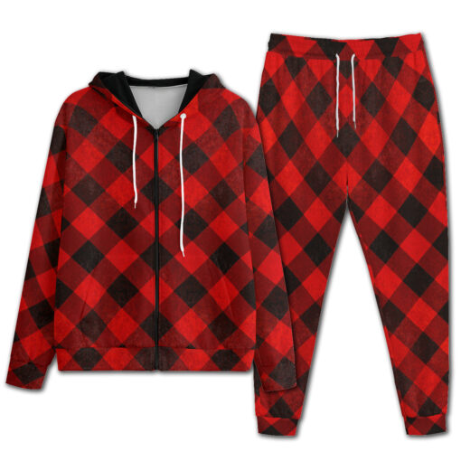 Red Checkered Men's Tracksuit