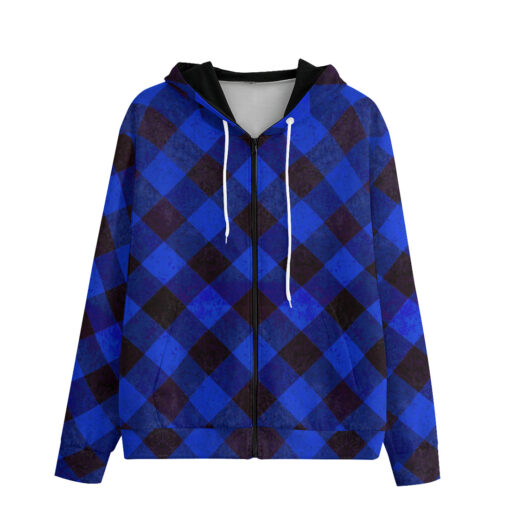 Blue Checkered Sky Men's Zip Up Hoodie