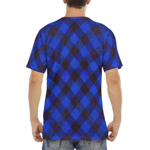 Blue Checkered Men's T-Shirt - Image 4