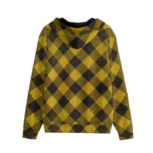 Yellow Checkered Men's Zip Up Hoodie - Image 2