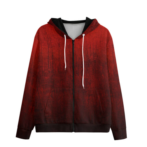 Black and Red Scuffs Men's Zip Up Hoodie