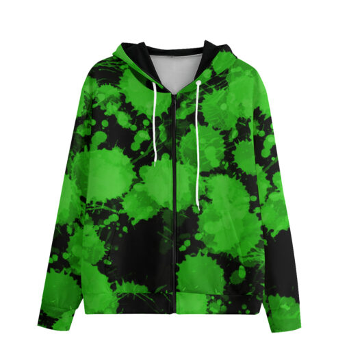 Green Paint Blots Men's Zip Up Hoodie