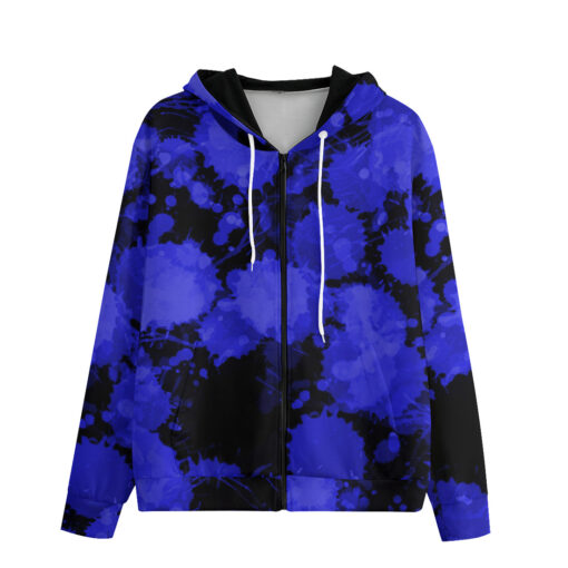 Blue Paint Blots Men's Zip Up Hoodie