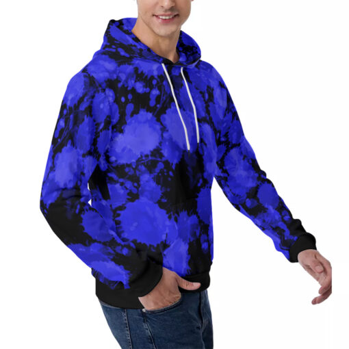 Blue Paint Blots Men's Hoodie - Image 3