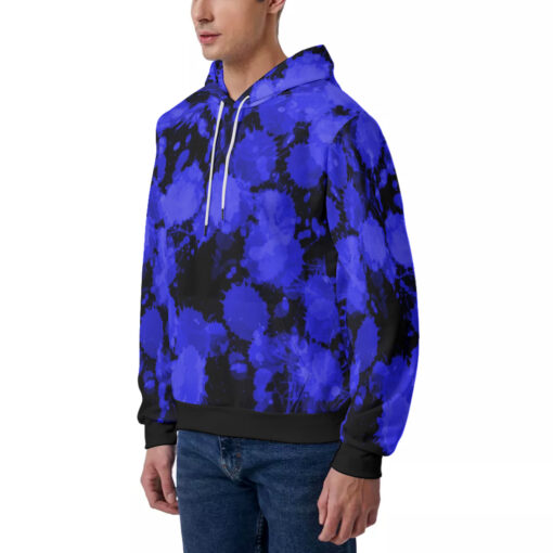 Blue Paint Blots Men's Hoodie - Image 2