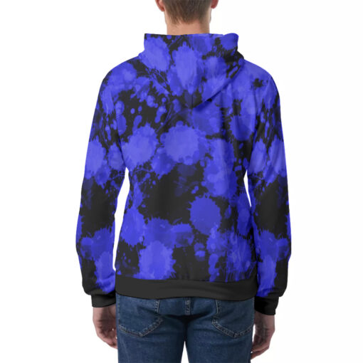 Blue Paint Blots Men's Hoodie - Image 4