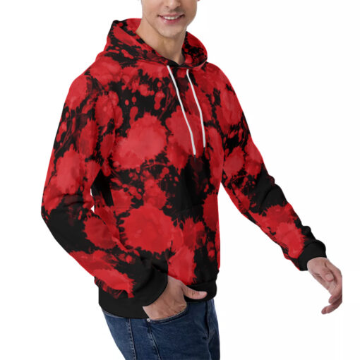 Red Paint Blots Men's Hoodie - Image 3