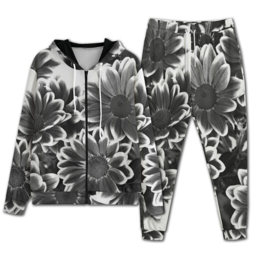 Black n White Flowers Men's Tracksuit