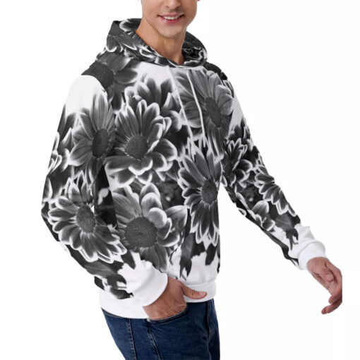 Black Flowers Men's Hoodie - Image 3