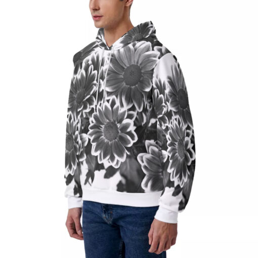 Black Flowers Men's Hoodie - Image 2