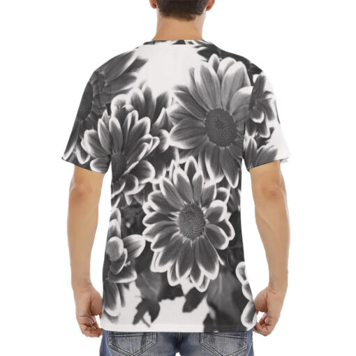 Black and White Flowers Men's T-Shirt - Image 4