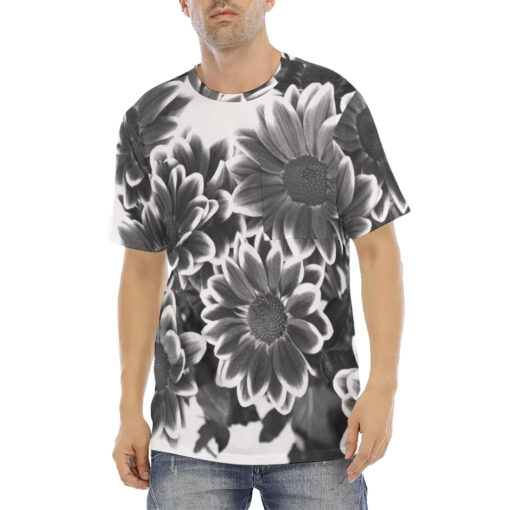 Black and White Flowers Men's T-Shirt