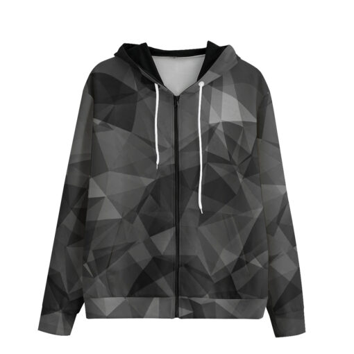 Gray Polygons Men's Zip Up Hoodie