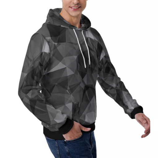 Gray Polygon Men's Hoodie - Image 3