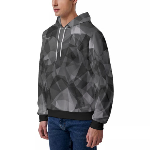 Gray Polygon Men's Hoodie - Image 2