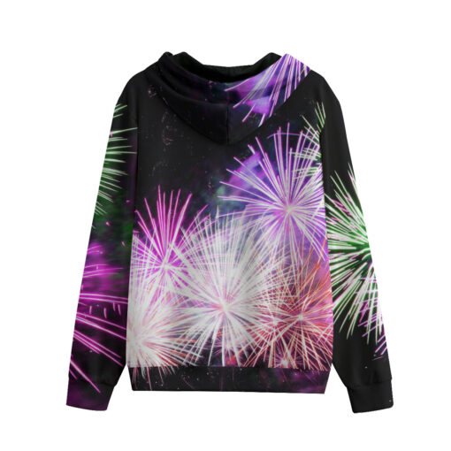 Firework Print Men's Zip Up Hoodie - Image 2