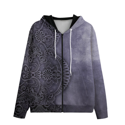 Lace Pattern Men's Zip Up Hoodie