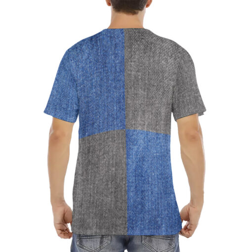 Denim Patchwork Men's T-Shirt - Image 4