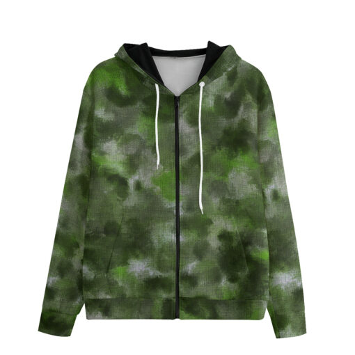 Green Camouflage Men's Zip Up Hoodie