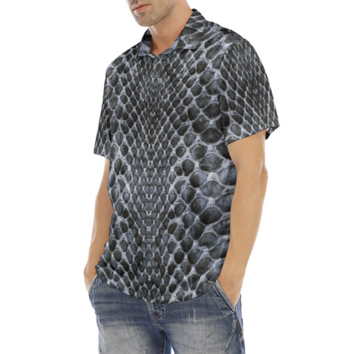 Gray Snake Texture Velvet Polo Shirt