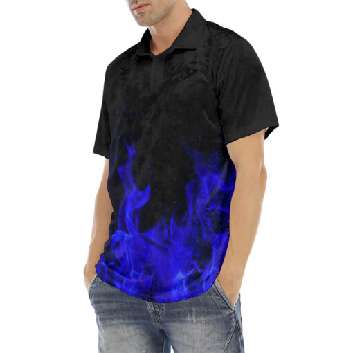 Blue Fire Velvet Polo Shirt