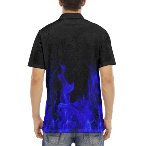 Blue Fire Velvet Polo Shirt - Image 4