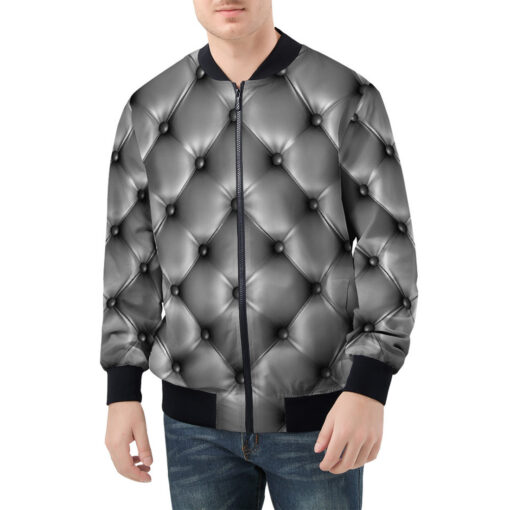 Gray Furniture Upholstery Men's Bomber Jacket - Image 3