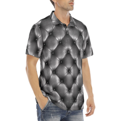 Gray Furniture Upholstery Velvet Polo Shirt - Image 3